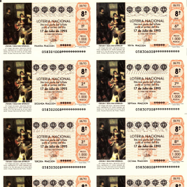 Capilla de billete de Lotería Nacional para el sorteo de 17 julio de 1993