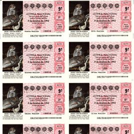 Capilla de billete de Lotería Nacional para el sorteo de 9 de octubre de 1993
