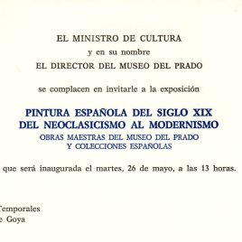 Invitación para la inauguración de la exposición "Pintura española del siglo XIX: del Neoclasicismo al Modernismo"