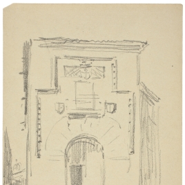 Apunte de la fachada de la Casa de doña María la Brava en Salamanca