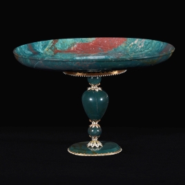Heliotrope salver with a tall foot