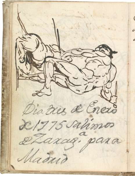 Imagen de la obra: "Figura masculina desnuda sometiendo a un león. Noticia de la salida de Zaragoza hacia Madrid"