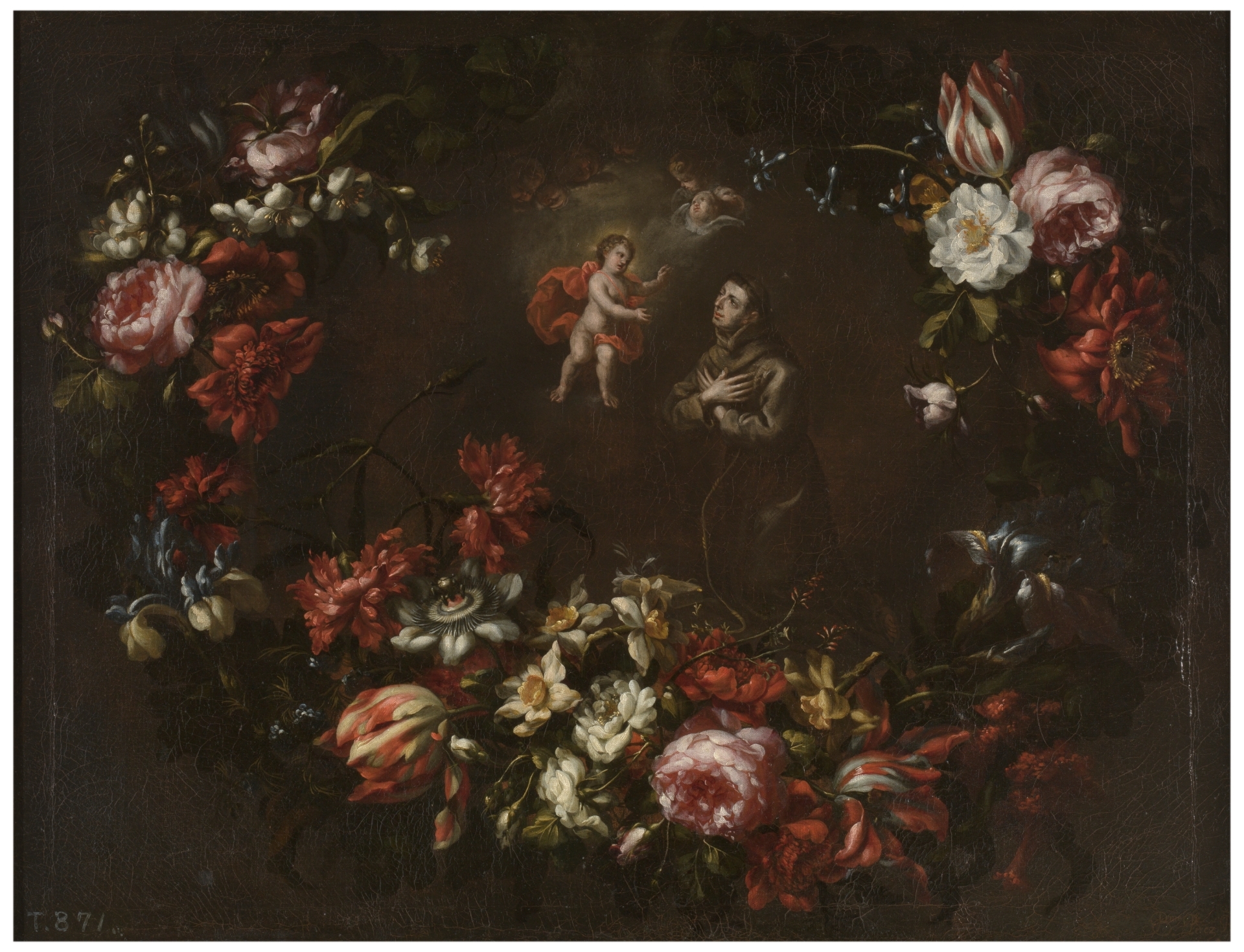 Guirnalda de flores con San Antonio de Padua - Colección - Museo Nacional  del Prado