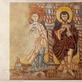 Imagen de Dos apóstoles. Pintura mural de la ermita de la Vera Cruz de Maderuelo