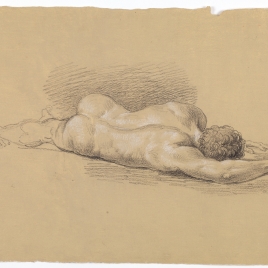 Estudio de desnudo masculino tendido, de espaldas