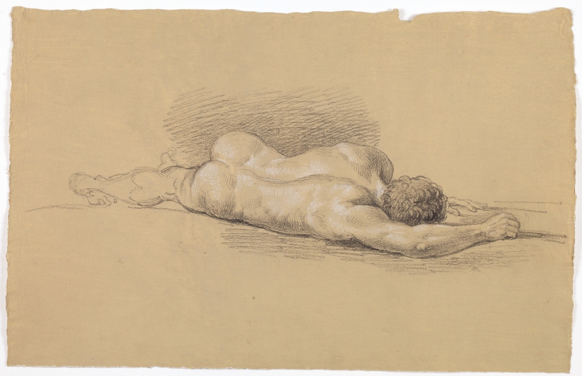 Imagen de la obra: "Estudio de desnudo masculino tendido, de espaldas"