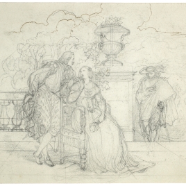 Escena cortesana con Felipe IV en un jardín