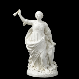 Estatuilla de La Fama con medallón de Carlos IV