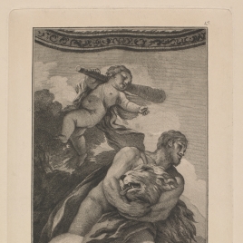 Hércules sofoca al león de la selva Nemea