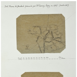 Calcos del plano de Madrid de Tomás López fechado en 1785, por el entorno de la iglesia de San Juan