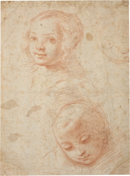Two Studies of the Head of a Girl and a Caricature of a Child's Face