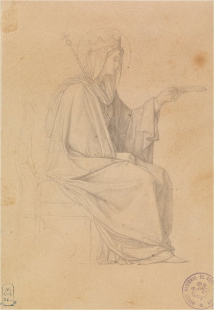 Imagen de la obra: "Estudio para la figura de María (Regina Virginum. Serie Capilla de las Letanías de la Iglesia de Notre Dame de Lorette, París)."