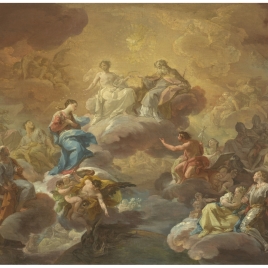 La Santísima Trinidad, la Virgen y santos