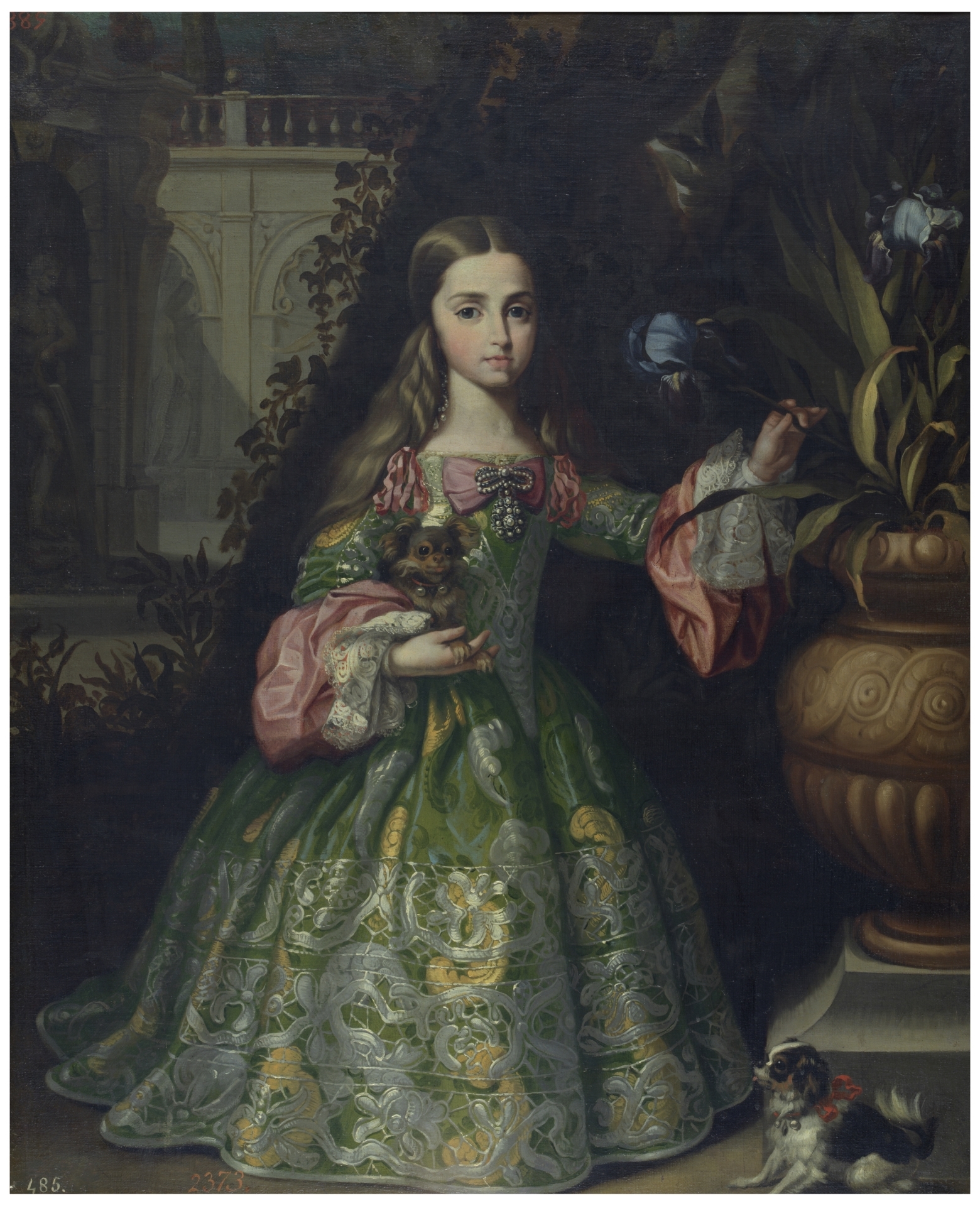 Niña con perrito cogiendo un lirio - Colección - Museo Nacional del Prado