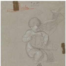 Niño desnudo tocando una zanfonía