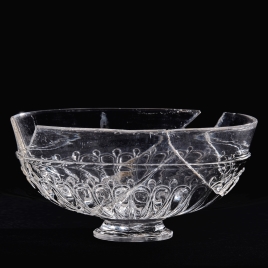 Vaso oval de cristal con gallones