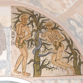 Imagen de El Pecado Original. Pintura mural de la ermita de la Vera Cruz de Maderuelo