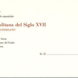 Invitación para la inauguración de la exposición "Pintura napolitana del siglo XVII"