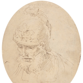 Cabeza de guerrero con casco