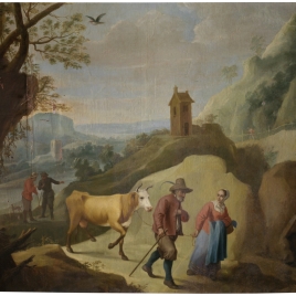Aldeanos con una vaca