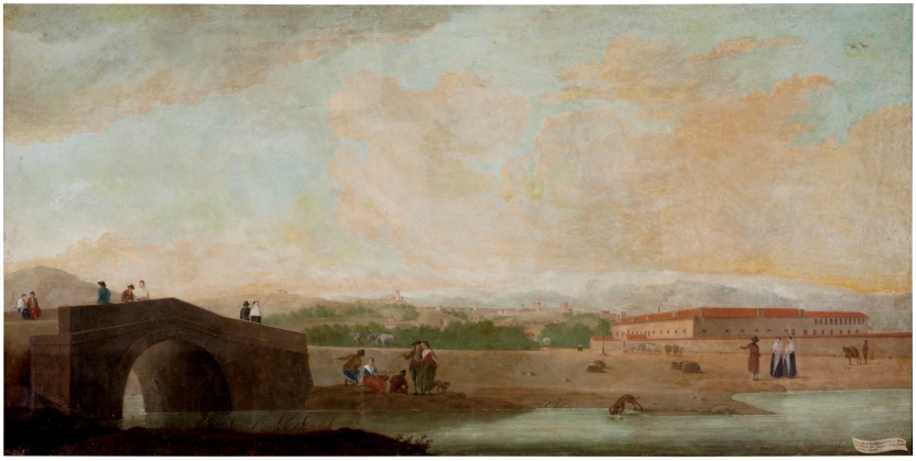 Imagen de la obra: "Entrada de Granada por el puente de Deiso, hospital de San Lázaro, Albaicín hasta Sierra Nevada"