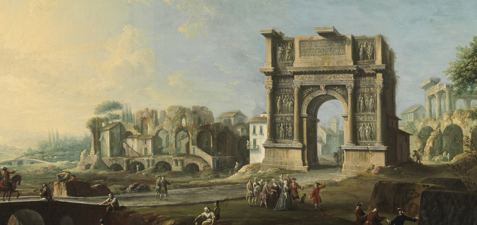 Antonio Joli, Visita de la reina María Amalia de Sajonia al Arco de Trajano en Benevento