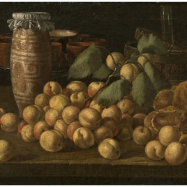 Still Life with Apricots, Buns and Vessels