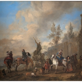 Falconers setting out on a Hunt