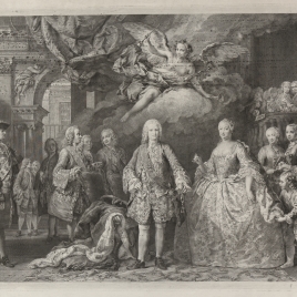 Fernando VI y Bárbara de Braganza con su corte