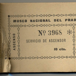 Taco de billetes de entrada para el servicio de ascensor del Museo del Prado de 1919-1940