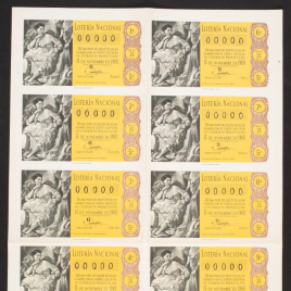 Capilla de billete de Lotería Nacional para el sorteo de 15 de noviembre de 1960
