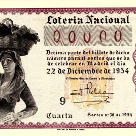 Capilla de décimo de Lotería Nacional para el sorteo de 22 de diciembre de 1954