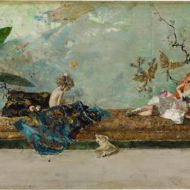 Los hijos del pintor en el salón japonés. Mariano Fortuny