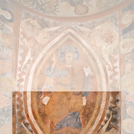 Parte inferior del Pantocrátor. Pintura mural de la ermita de la Vera Cruz de Maderuelo
