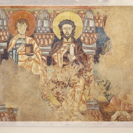 Dos apóstoles y el resto de un tercero. Pintura mural de la ermita de la Vera Cruz de Maderuelo