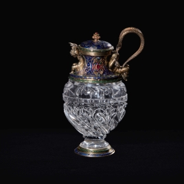 Small rock crystal ewer with children and snake-shaped handle