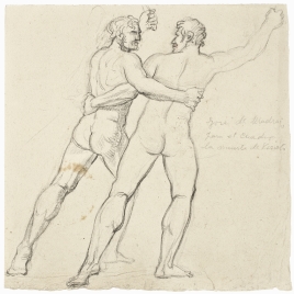 Study of two men embracing for The Death of Viriatus