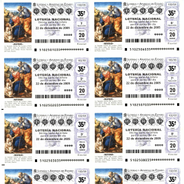 Capilla de billete de Lotería Nacional para el sorteo de 22 de diciembre de 2005