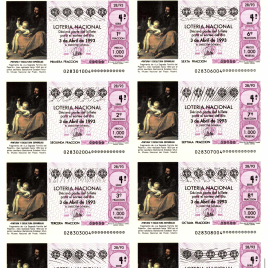 Capilla de billete de Lotería Nacional para el sorteo de 3 de abril de 1993