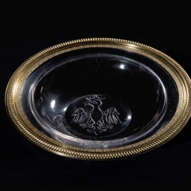 Rock crystal dish with an engraved eagle