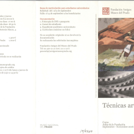 Técnicas artísticas : curso : aulas de la Fundación : septiembre - noviembre 2016 / Amigos del Museo Nacional del Prado.