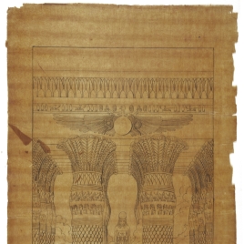 Calco de reconstrucción ideal de la sala hipóstila un templo tebano