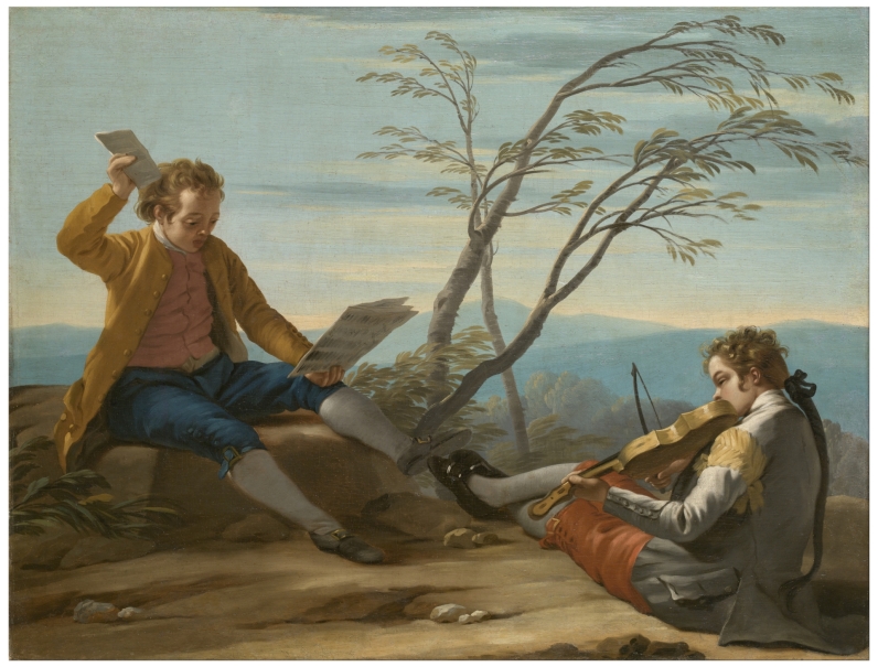 Image of the artwork: "Two Boys, One Singing and the Other Playing the Violin"