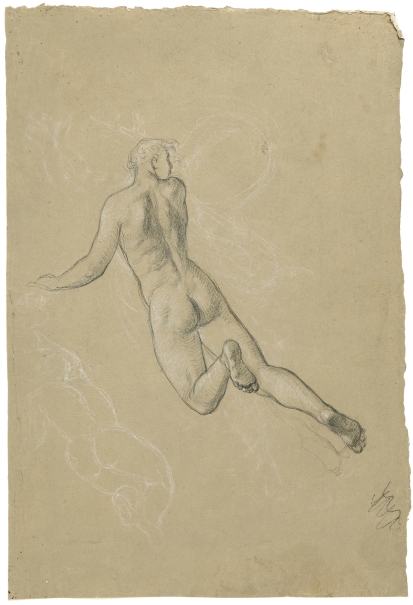 Estudio de desnudo masculino en vuelo