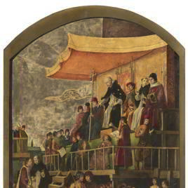 Auto de Fe presidido por santo Domingo de Guzmán. Pedro Berruguete