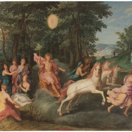 Alegoría del mes de Mayo con el triunfo de Apolo y el signo de Geminis