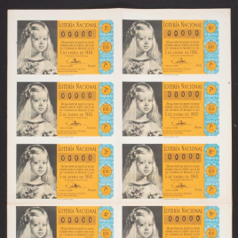 Capilla de billete de Lotería Nacional para el sorteo de 5 de enero de 1960