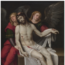 Cristo muerto sostenido por dos ángeles
