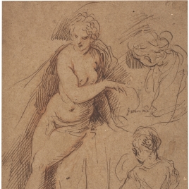 Semi-nude woman and three studies of a girl