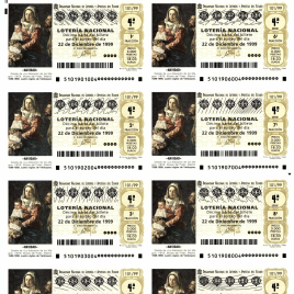Capilla de billete de Lotería Nacional para el sorteo de 22 de diciembre de 1999